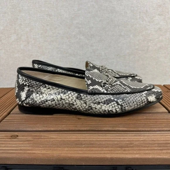 Sam Edelman Womens 10M Loafers Snake Print Chain Detail Slip On Flats Shoes - Picture 1 of 10